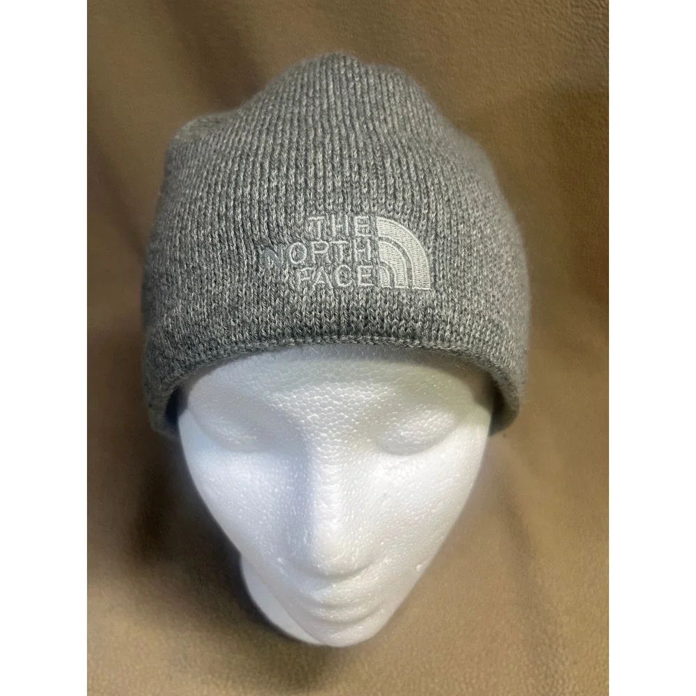 The North Face Grey Wool Blend Fleece‎ Lined Beanie Hat Unisex One Size NF0A3FJW